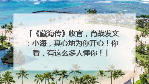 《藏海传》收官，肖战发文：小海，真心地为你开心！你看，有这么多人懂你！
