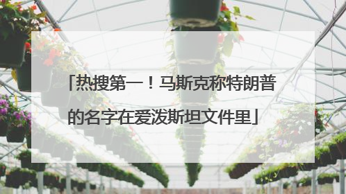 热搜第一！马斯克称特朗普的名字在爱泼斯坦文件里