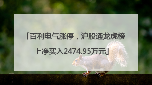 百利电气涨停，沪股通龙虎榜上净买入2474.95万元