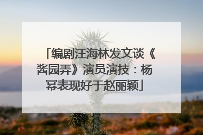 编剧汪海林发文谈《酱园弄》演员演技：杨幂表现好于赵丽颖
