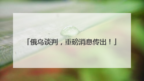俄乌谈判，重磅消息传出！