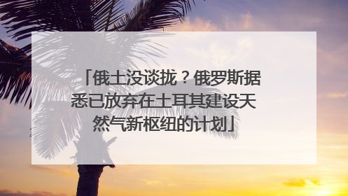 俄土没谈拢？俄罗斯据悉已放弃在土耳其建设天然气新枢纽的计划