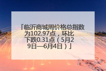 临沂商城周价格总指数为102.97点，环比下跌0.31点（5月29日—6月4日）