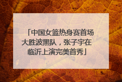 中国女篮热身赛首场大胜波黑队，张子宇在临沂上演完美首秀