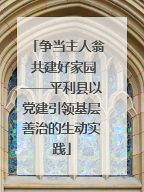 争当主人翁 共建好家园——平利县以党建引领基层善治的生动实践