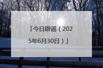 今日辟谣（2025年6月30日）