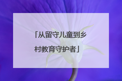 从留守儿童到乡村教育守护者