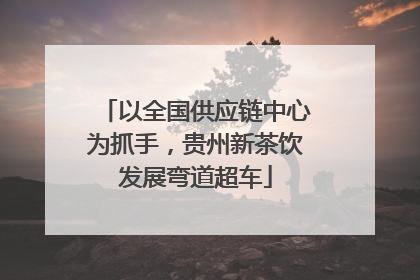 以全国供应链中心为抓手，贵州新茶饮发展弯道超车