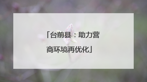 台前县：助力营商环境再优化
