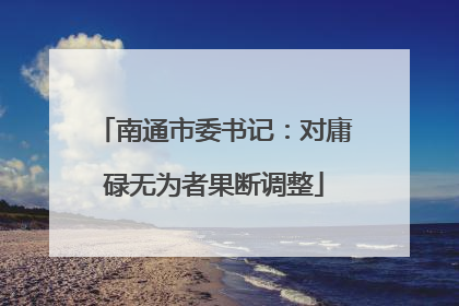 南通市委书记：对庸碌无为者果断调整