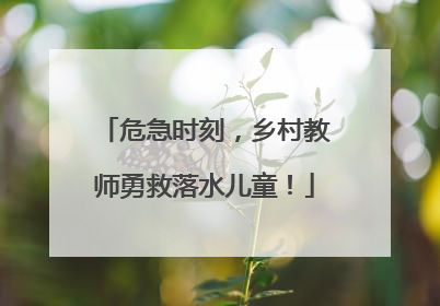 危急时刻，乡村教师勇救落水儿童！