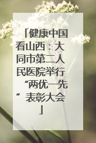 健康中国看山西：大同市第二人民医院举行“两优一先”表彰大会