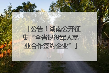 公告！湖南公开征集“全省退役军人就业合作签约企业”