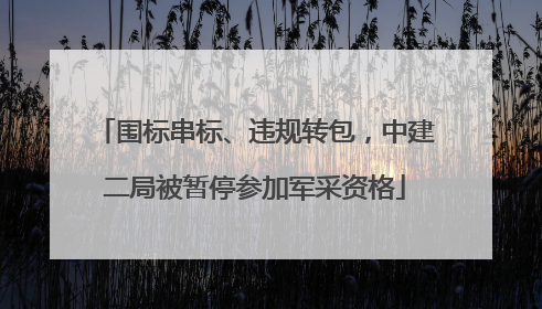 围标串标、违规转包，中建二局被暂停参加军采资格