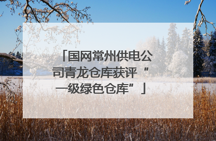 国网常州供电公司青龙仓库获评“一级绿色仓库”