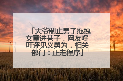 大爷制止男子拖拽女童进巷子，网友呼吁评见义勇为，相关部门：正走程序
