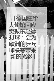 德国驻华大使馆回应樊振东赴德打球：会为欧洲的乒乓球联赛带来新的光彩