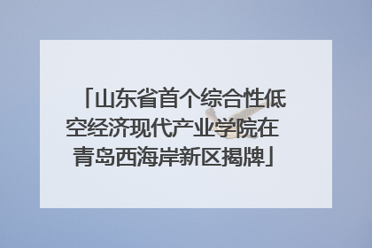 山东省首个综合性低空经济现代产业学院在青岛西海岸新区揭牌
