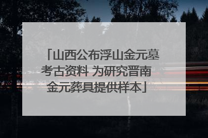 山西公布浮山金元墓考古资料 为研究晋南金元葬具提供样本