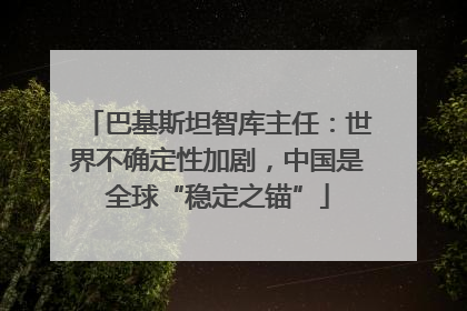巴基斯坦智库主任：世界不确定性加剧，中国是全球“稳定之锚”
