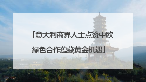 意大利商界人士点赞中欧绿色合作蕴藏黄金机遇