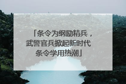 条令为纲励精兵，武警官兵掀起新时代条令学用热潮