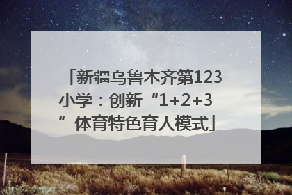 新疆乌鲁木齐第123小学：创新“1+2+3”体育特色育人模式