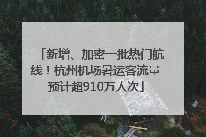 新增、加密一批热门航线！杭州机场暑运客流量预计超910万人次