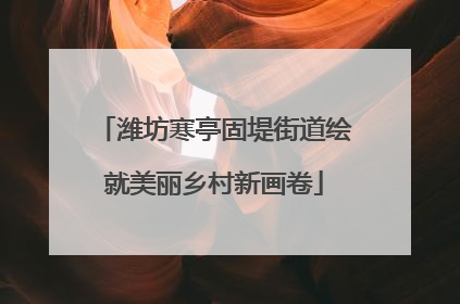 潍坊寒亭固堤街道绘就美丽乡村新画卷