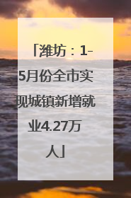 潍坊：1-5月份全市实现城镇新增就业4.27万人