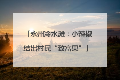 永州冷水滩：小辣椒结出村民“致富果”