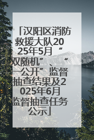汉阳区消防救援大队2025年5月“双随机”、“一公开”监督抽查结果及2025年6月监督抽查任务公示