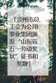 滨州市总工会为公用事业集团颁发“山东省五一劳动奖状”证书和奖牌