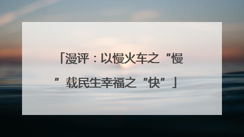 漫评：以慢火车之“慢”载民生幸福之“快”
