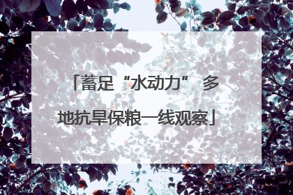 蓄足“水动力” 多地抗旱保粮一线观察