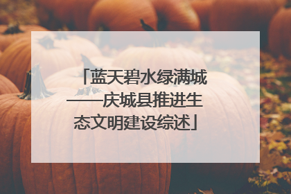 蓝天碧水绿满城——庆城县推进生态文明建设综述