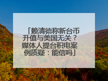 赖清德称新台币升值与美国无关？媒体人提台积电案例质疑：能信吗