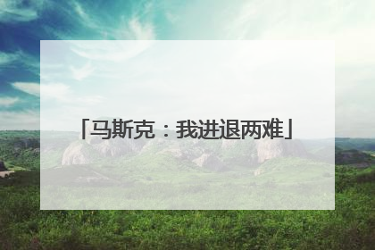 马斯克：我进退两难