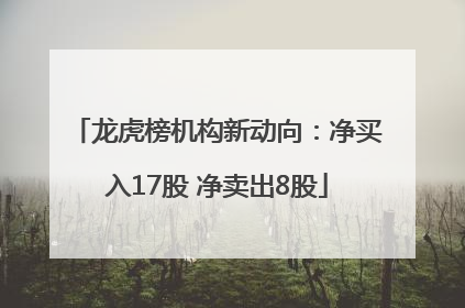 龙虎榜机构新动向：净买入17股 净卖出8股