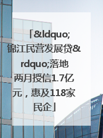 “锦江民营发展贷”落地两月授信1.7亿元，惠及118家民企