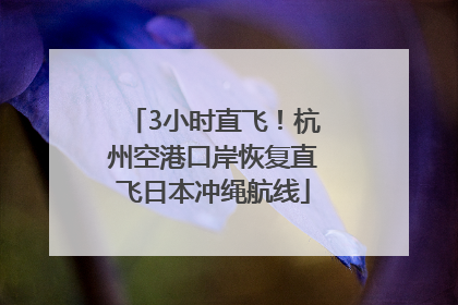 3小时直飞！杭州空港口岸恢复直飞日本冲绳航线
