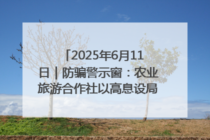 2025年6月11日｜防骗警示窗：农业旅游合作社以高息设局，集资380万