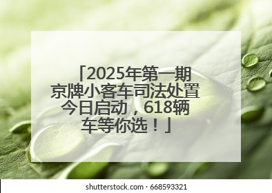 2025年第一期京牌小客车司法处置今日启动，618辆车等你选！