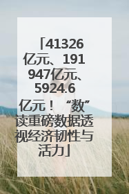 41326亿元、191947亿元、5924.6亿元!“数”读重磅数据透视经济韧性与活力