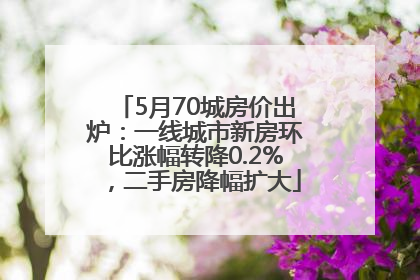 5月70城房价出炉：一线城市新房环比涨幅转降0.2%，二手房降幅扩大