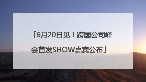 6月20日见！跨国公司峰会首发SHOW嘉宾公布